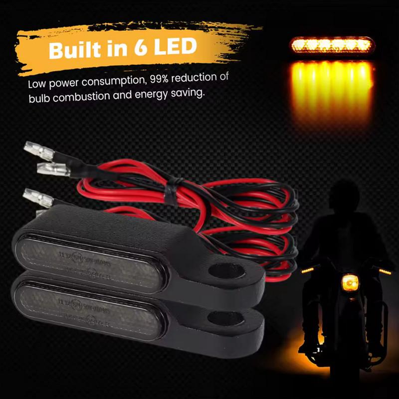 2Pcs Motorcycle LED Mini Turn Signals 12V Motorcycle Scooter Handlebar Indicators Lights Blinker Lamps Amber Flasher Taillight