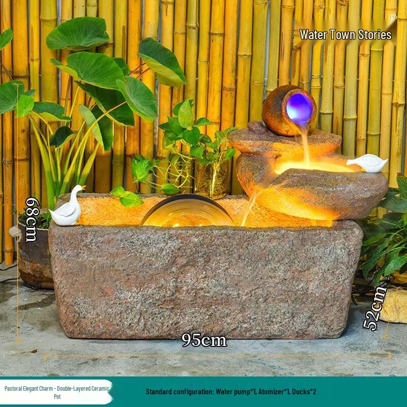 Outdoor Balcony Fish Pond & Fountain Waterscape