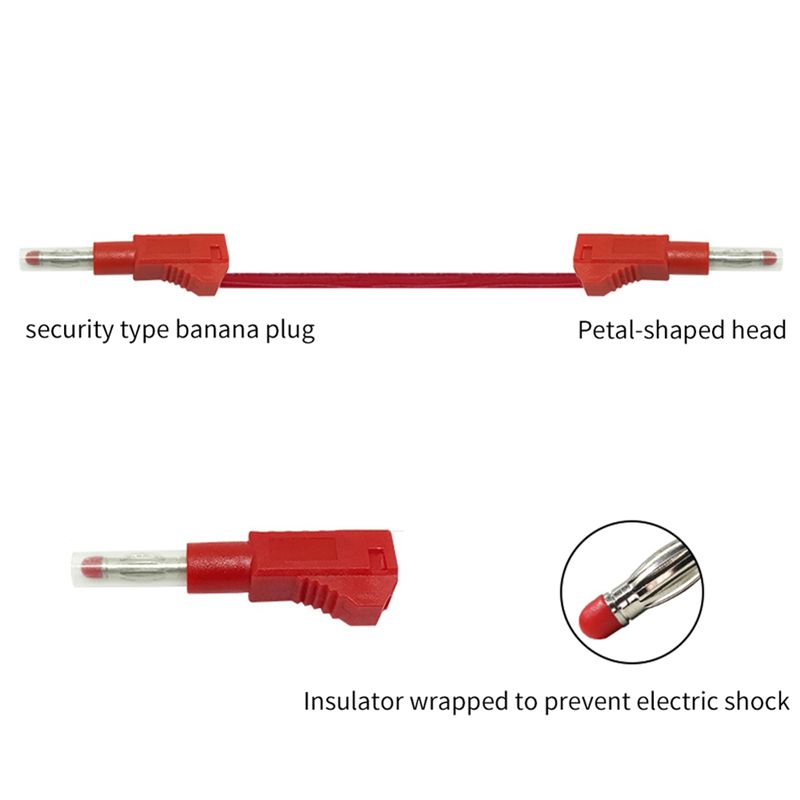 AEE2-2Pcs Multi-Meter Test Leads Cable Jumper Wire Line Security 4Mm Banana Plug Retractable Test Tool Red Black