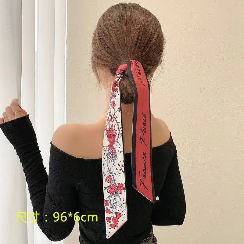 Qiandongge Seidenschal Stirnband Retro Weiblichkeit Gebundener Pferdeschwanz Schleife Band Stirnband Streamer Stirnband Mori Serie