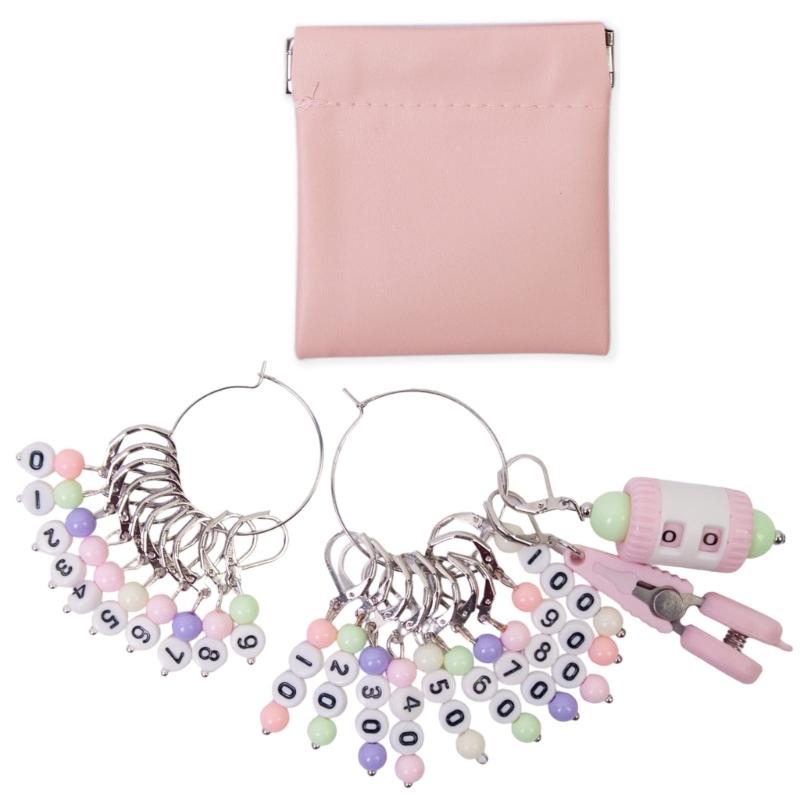 

10 шт. Маркер для петель с номером, Шарм-маркер для петель с замком, Маркер для петель для вязания крючком с счетчиком рядов, Ножницы для вязания розовый