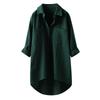 2026 Lente en Herfst Nieuw Dames Casual Stijl Effen Kleur Shirt Katoen Linnen Vest met Dubbele Zakken Lange Mouw Top