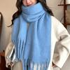 Plush Wool Scarf Mohair Long Shawl Retro Winter Cashmere Scarves  Autumn Winter
