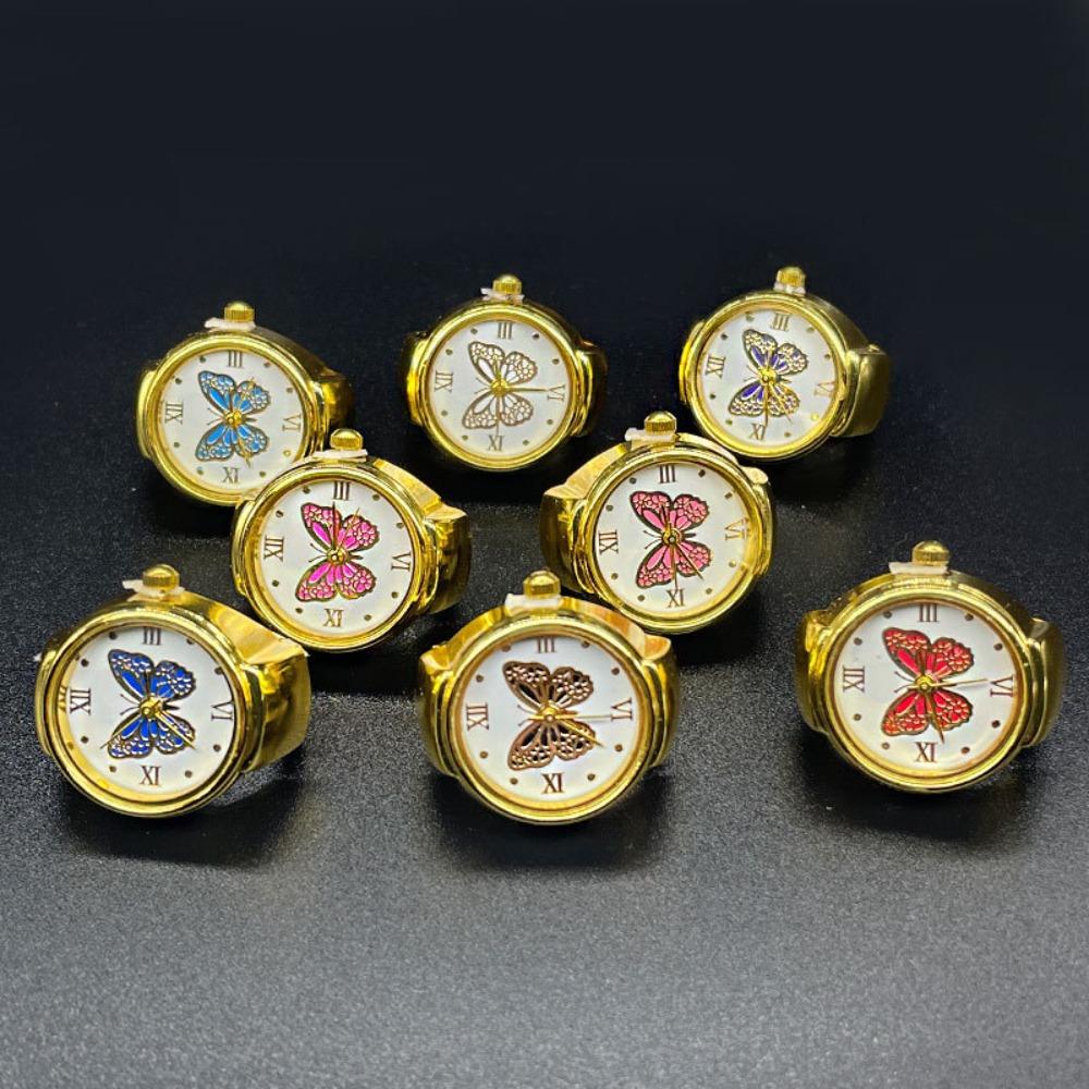 Butterfly Finger Ring Watch Creative Mini Trend Simple Versatile Fashion Time Men and Women Couple Ring Watch Pocket Watch