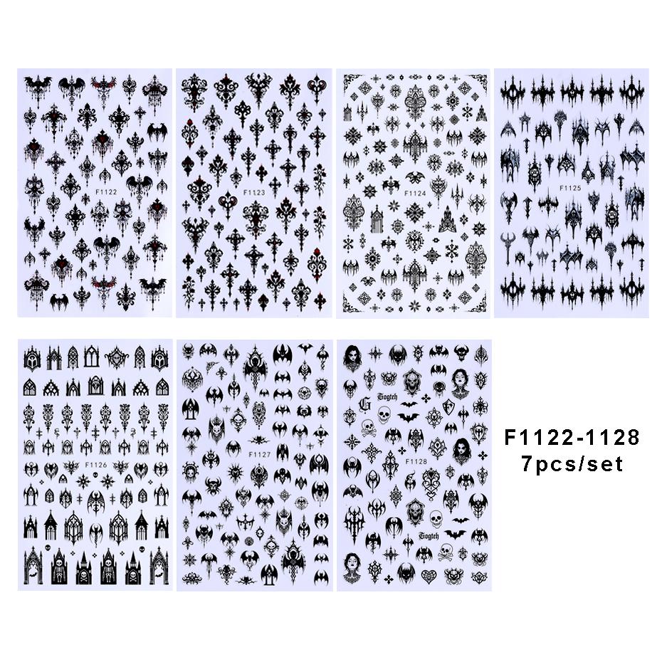

3D Готические Черные Хэллоуин Наклейки для Ногтей Крутой Дизайн Буква Алфавита Кружево Замок Череп Y2K Маникюр Украшения Аксессуары