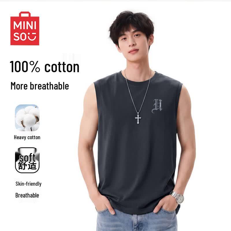 Мужской хлопковый жилет MINISO в американском стиле без рукавов 4XL