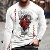 Fall 3D Flame Printing Men's Round Neck Long Sleeve Pullover Fashion Loose T Shirt Retro Street Long Sleeve Round Neck T Shirt