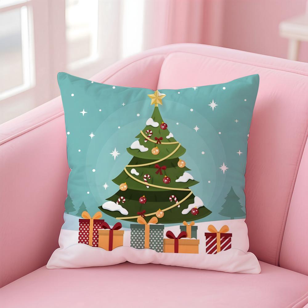 Christmas Tree Funy Abstract Art Cushion Cover Linen Pillowcase Cover Soft Decor for Sofa Home Room