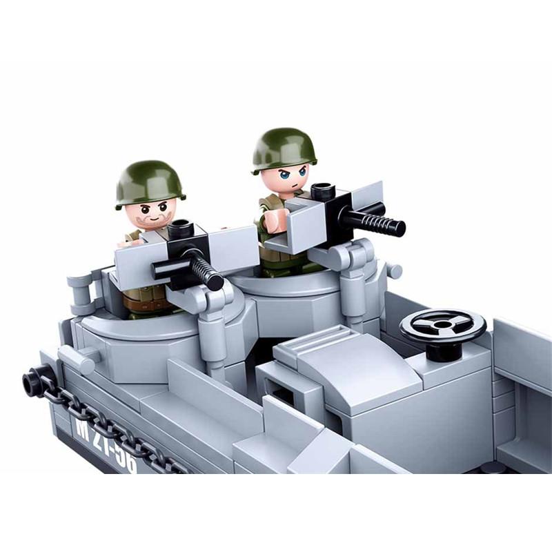 182pcs WW2 Military Higgins Landing Craft Army Ship Warship Boat Building Blocks Kits Bricks Classic Model Kid Toys Boys Gift