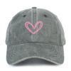 Versatile Heart-shaped Printed Washed and Aged Baseball Caps for Men and Women Couple Baseball Caps Casual Sun Protection