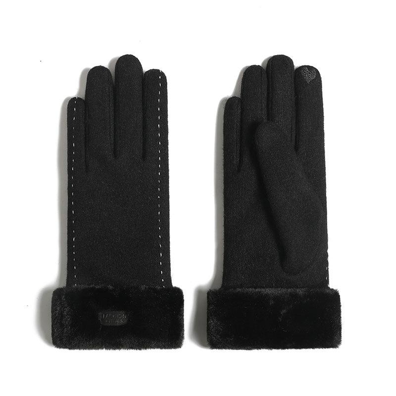Winter Weibliche Warme Kaschmir Touchscreen Fäustlinge Doppel Dicken Plüsch Handgelenk Frauen Fahren Handschuhe