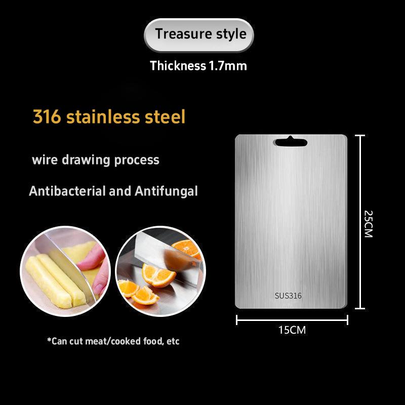 316 Stainless Steel Panel and Chopping Board Kitchen Household Thickened Double Sided Cutting Board Block Kneading Dough Boards