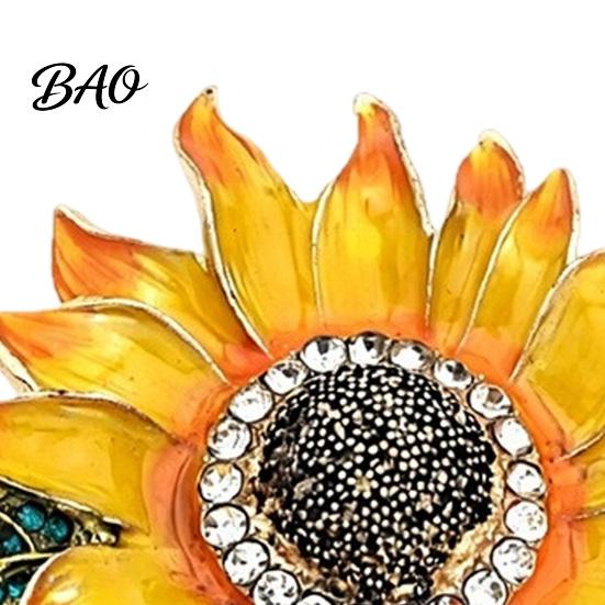 Coats Decorative Brooch Rhinestone Sunflower Brooch, Floral Lapel Pin for Men Metal Flower Women, Jewelry Accessory Dresses Scarves Jackets