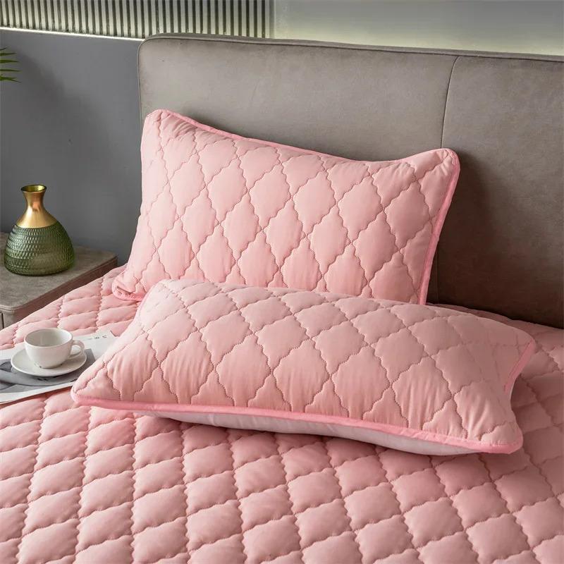 1pc Solid Color Quilted Sandwich Pillow Core Protector Cover, Not Include Pillow Core,Removable Washable Pillowcase