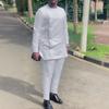 Men's Casual Two-Piece Set: Solid Color, African Ethnic Style