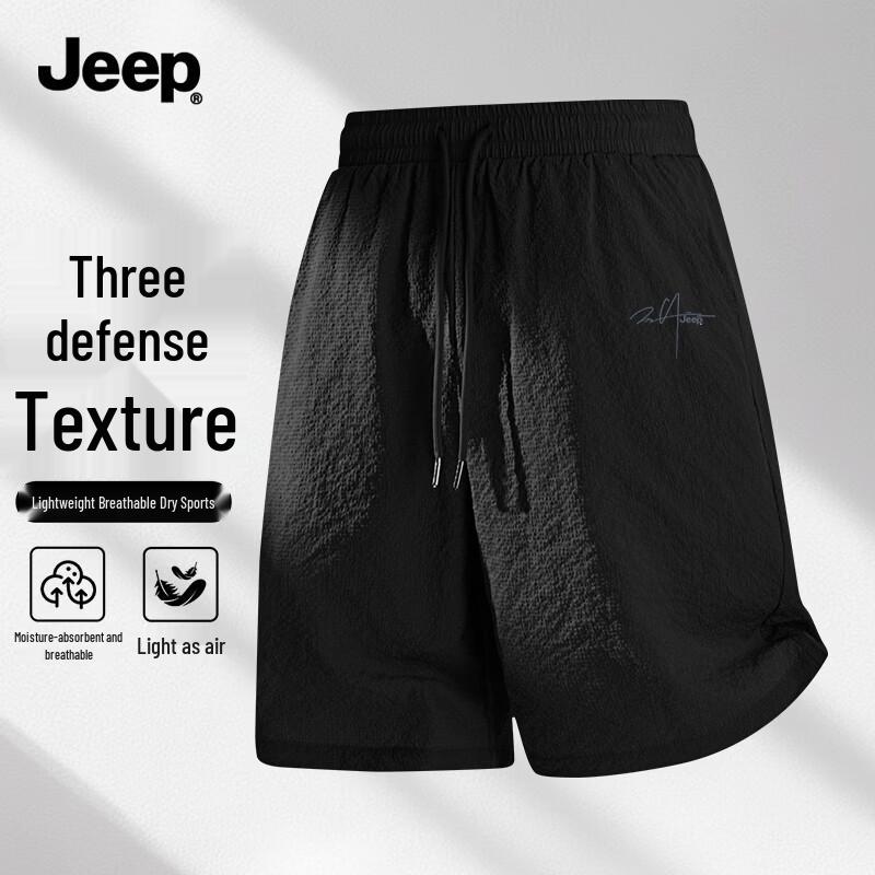 JEEP Men s Lightweight Textured Three-Proof Casual Shorts 4XL