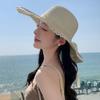 Straw Boater Wide Sun Super Slimming Beaded Actress Lace Ribbon Free [easylivegogo] Women's Hat, Hat, Brim, Hat, Breathable, Quick-Drying, Cool,
