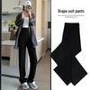 Women's Wide-Leg Black Summer Trousers - Lightweight, Straight Drape Suit Pants