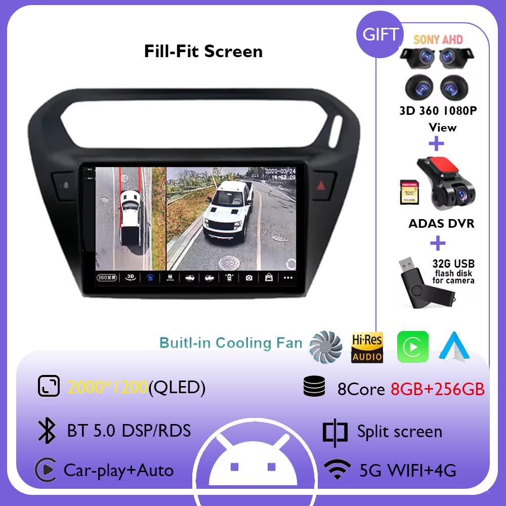 Android 14 For Peugeot 301 per Citroen C-Elysee 2012 - 2016 Car Multimedia Player Car GPS Navigation Touch Screen No 2din