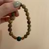 Retro Green Sandalwood Beaded Bracelet Women'S Summer New Chinese Couple Adjustable Hand Jewelry