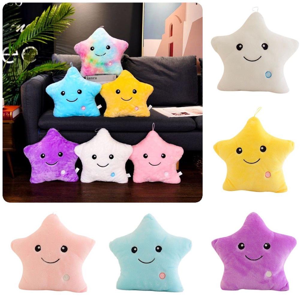 Luminous Glowing Led Colorful Stars Cushion Plush Toy Pillow For Kids' Rooms