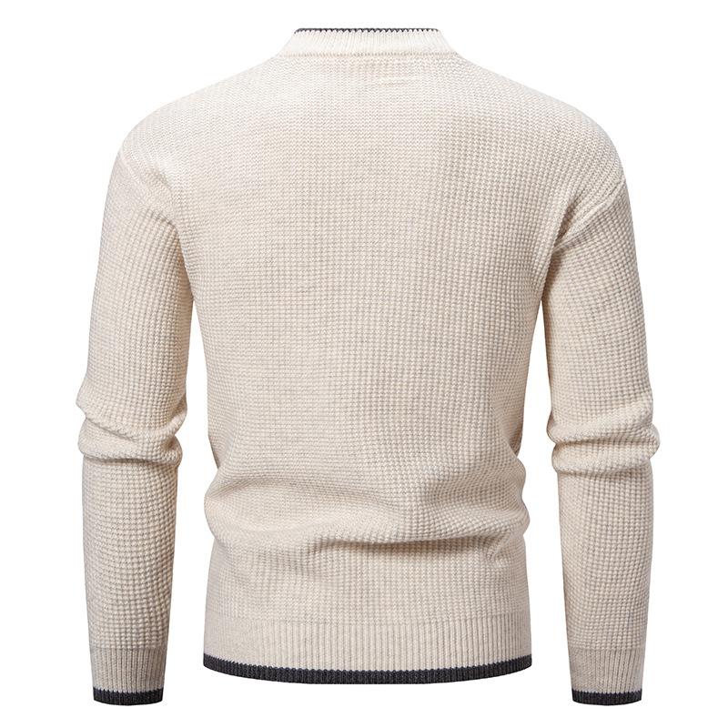 Autumn and Winter New Splicing Collar Pullover Knitted Sweater Youth Slim-fit Sweater