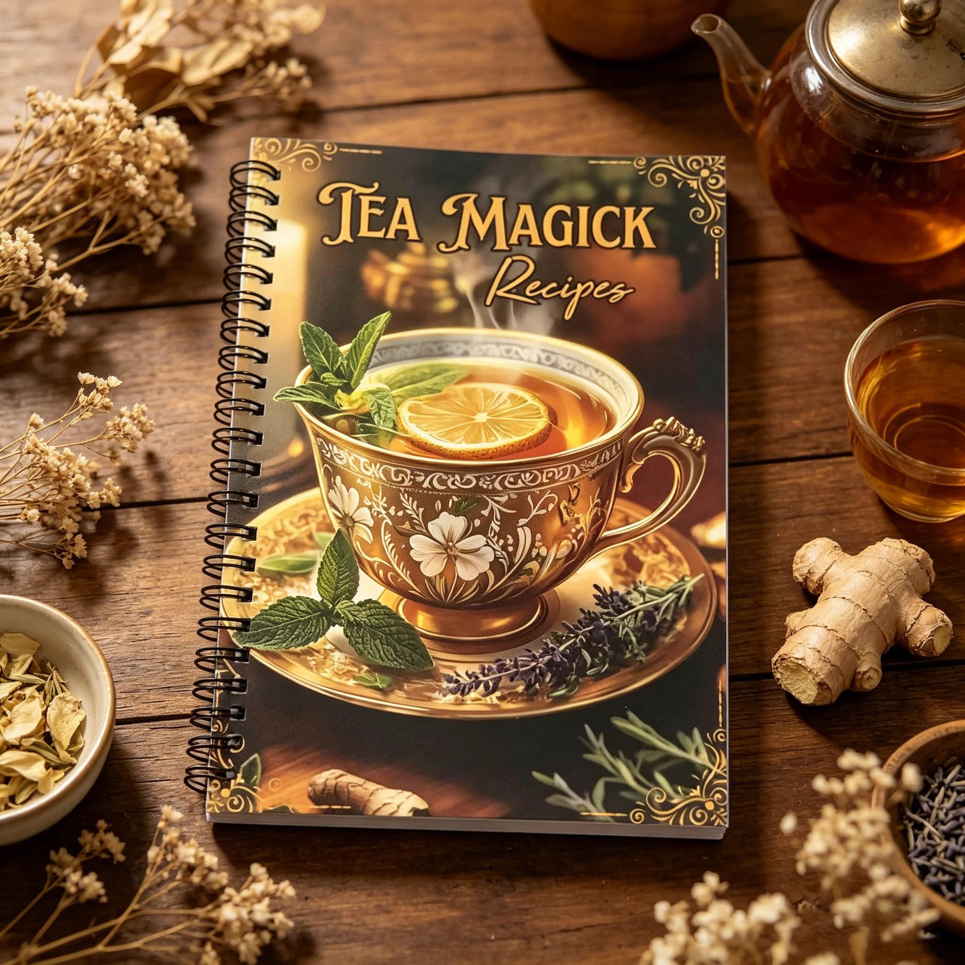 Retro Tea Magic Recipes Spiral Notebook Planner