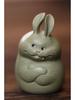 Yixing Zisha Cute Bunny Tea Pet: Lucky Rabbit Ornament for Tea Play and Fun.