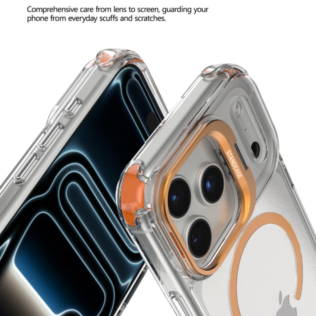 New Magnetic Clear Case For iPhone 17 Pro Max 17Air 17Pro Case For Magsafe Wireless Charge With Glass Lens Protector Stand Cover