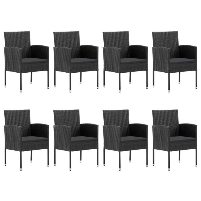 VidaXL Ensemble à manger de jardin 9 pcs noir résine tressée et acier 3203351