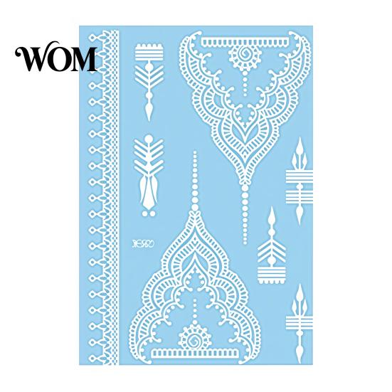 Eco-friendly Tattoo Sticker White Lace for Women, Temporary Face Body Skin-friendly Arm, Waterproof Fake Decal Wedding Party Festival Safe Tattoos