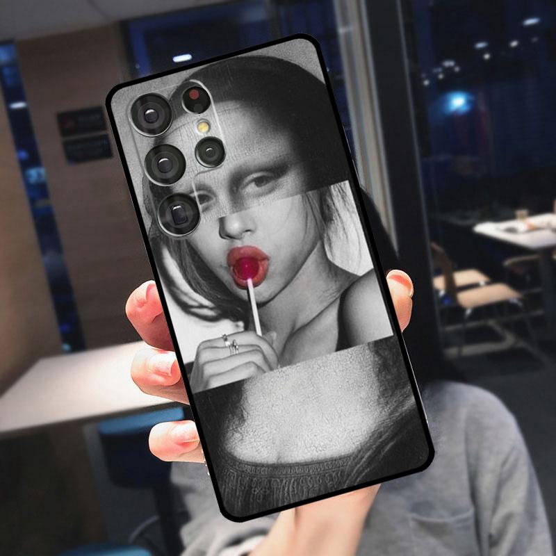 Mona Lisa Cover For Samsung Galaxy S25 Ultra S24 S22 S21 S23 Plus S20 FE S9 S10 S24 FE Phone Case