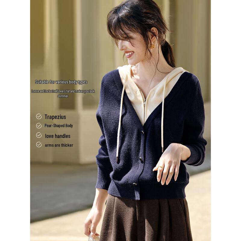 XWI Women's Contrast Hooded Knit Sweater