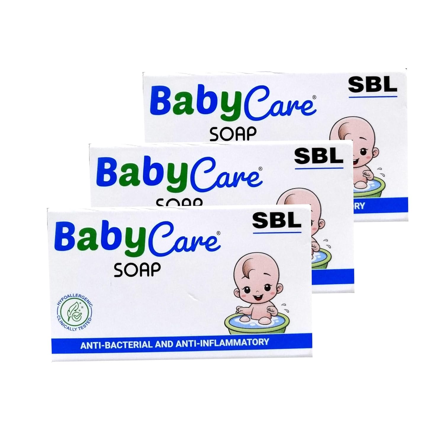 SBL Мыло для ухода за кожей младенцев Мягкое очищающее мыло Увлажняющее Ежедневный уход 75 г Упаковка 3 шт. Для чувствительной кожи Ежедневный банный уход