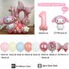 48pcs Cartoon Cute My Melody Bow Theme Foil Balloon 32 Inch Pink Number Set Children's 1-9th Birthday Party Decorative Toys