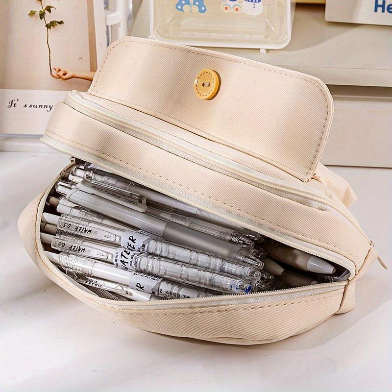 Student Cute Pencil Bag Button Cotton Cord Cloth Stationery Bag School Supplies Large Capacity Storage Bag DIY Children Pen Case