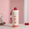 Tasse à paille isolée Handun en acier inoxydable 316, motif lapin avec nœud, 650 ml