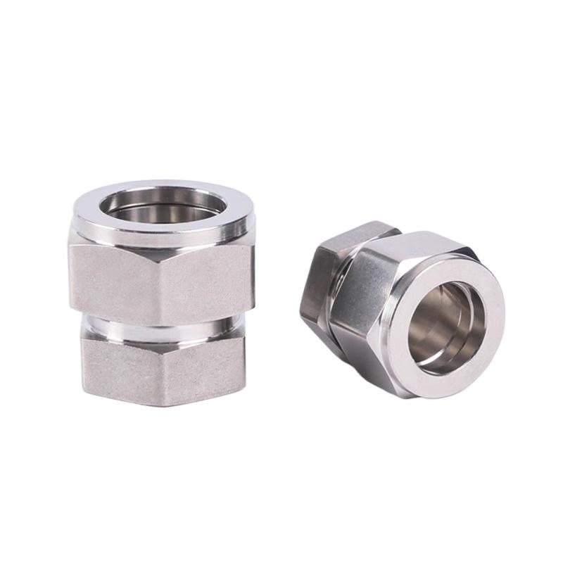 End Cap 1/16"-1" 3-25mm Tube OD Compression Union SUS316L 304 Stainless Steel Coupler Pipe Fitting Connector Metric UNF Nut Lock