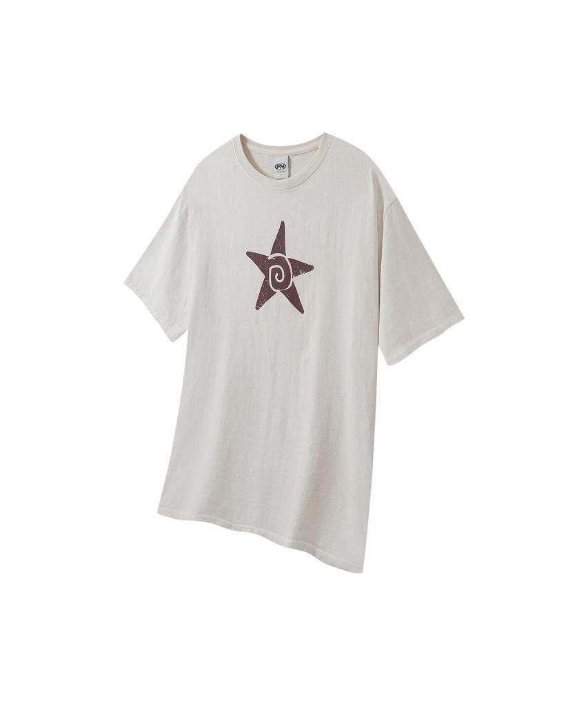 FERNOV Spiral Star Pigment Short Sleeve Tee Cream