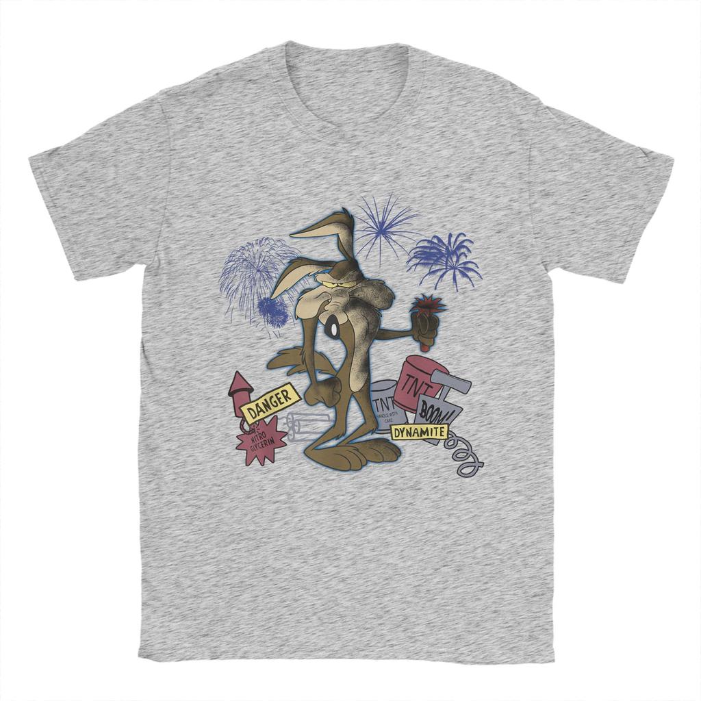 Men T-Shirt Wile E. Coyotes TNT Portrait Novelty Pure Cotton Tee Shirt Short Sleeve T Shirt Crew Neck Clothing Plus Size
