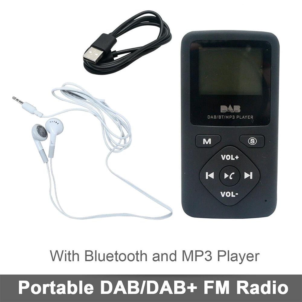 

Карманный DAB/DAB+ FM цифровое радио Bluetooth MP3-плеер ЖК-дисплей Мини-радиоприемник Портативный FM-радиодинамик с наушниками чёрный