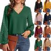 Women S V Neck Long Sleeve Chiffon Blouse Jacquard Loose Top