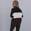 Yiyi Autumn/Winter Color-Block Loose Knit Round Neck Pullover Sweater