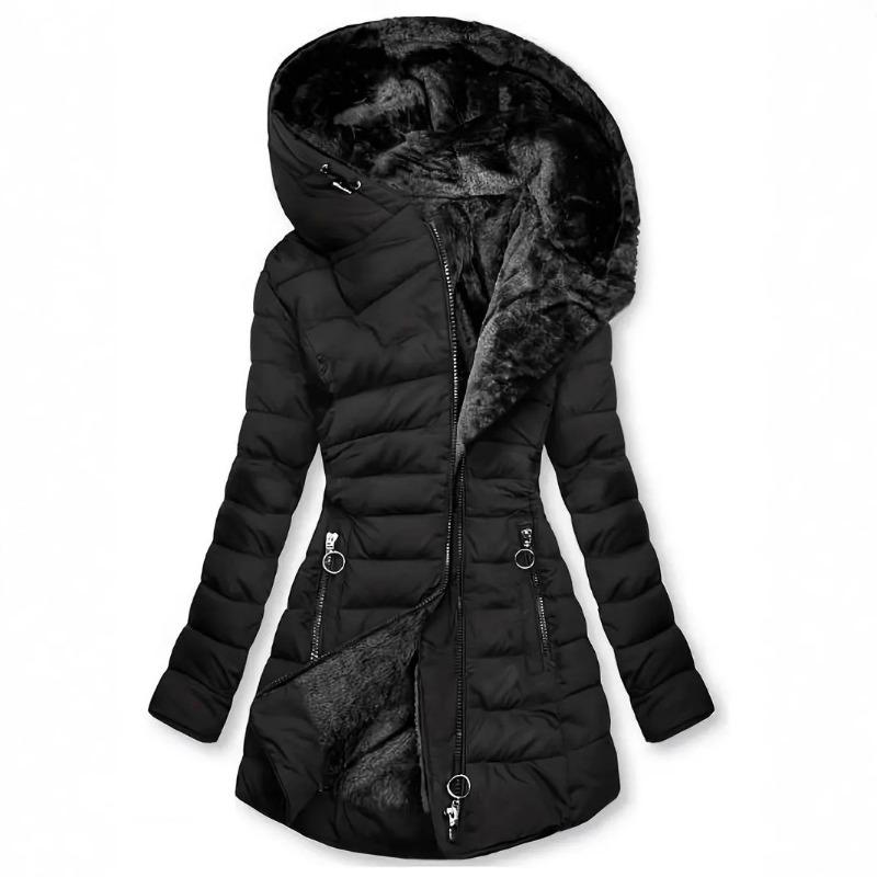 

2 Hooded new women s jacket cotton jacket warm medium and long loose large size jacket XXL чёрный