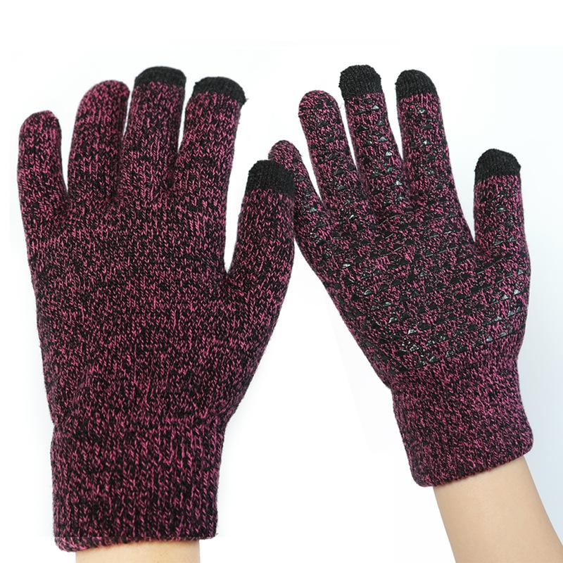 Winter Touchscreen Gloves Men Large Size Thermal Anti-Slip Cold Weather Riding Knitted Double Layer Thick Fleece Lined