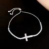 Light Luxury Cross Bracelet Adjustable Elegant Fine Bangle Girl Gift Zircon Paved Bracelet  Gift