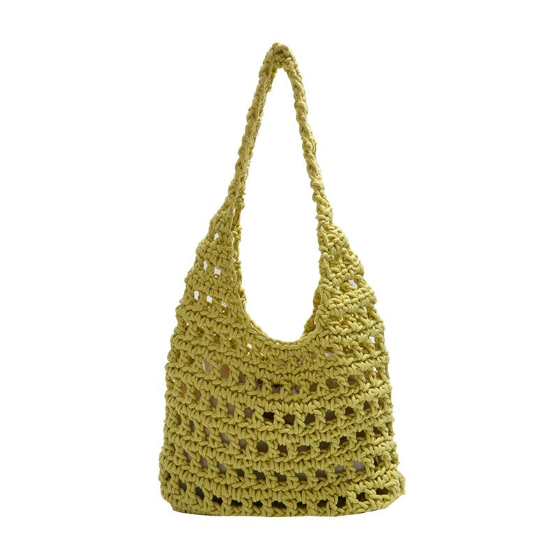 

Yarn Large Capacity Shoulder Bags Solid Color Hollow Out 2026 High Quality Bags for Women Summer Beach Vacati Women s Handbags зелёный
