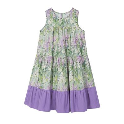 Girls' Vintage Floral Sleeveless Cotton Princess Dress