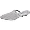Woven Mesh Breathable Sandals Summer New Pointed Toe Wrapped Toe Cover Foot Non-Slip Wear-Resistant Low Heel Slippers