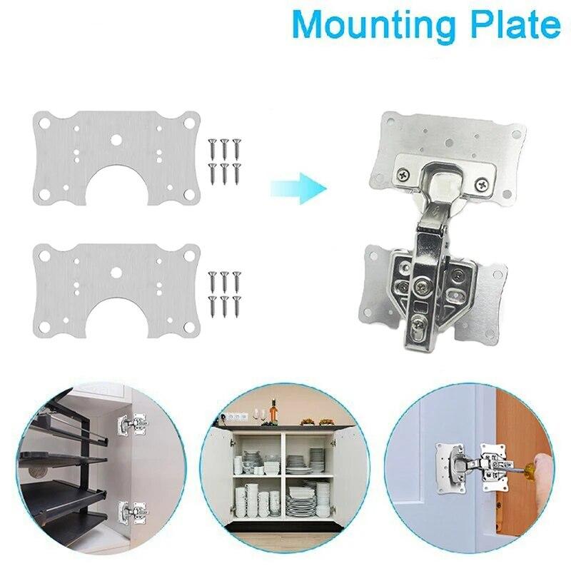 2/4/6/8/10pcs Stainless Steel Hinges Cabinet Door Fixing Plate Repair Mounting Gaskets Kitchen Cupboard Furniture Hardware